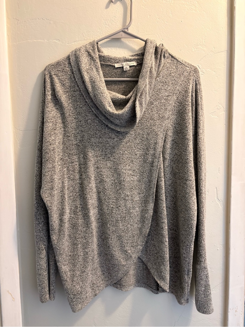 Green Envelope Gray Cowl Neck Pullover Sweater